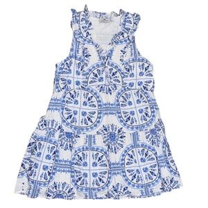 Vineyard Vines Sleeveless Top Women XL Blue White EUC Seashell Tiered Beach